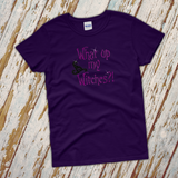 Halloween Witches Shirt/ What Up My Witches Halloween Glitter Ladies T-Shirt/ Glitter Halloween Witch Shirt/ What Up My Bitches Shirt