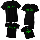 Halloween Matching Family Custom T-shirts/ Black, Green Matching Halloween Costume Shirts/ Couple T-Shirts/ Funny Halloween Matching Family Costume Shirts