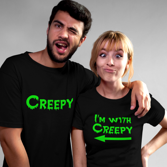 Halloween Couple Shirts/ Creepy/ I’m With Creepy Halloween Matching Couple T-Shirts/ Couple Costume T-Shirt/ I’m With Shirts