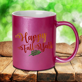 Happy Fall Y’all Autumn Mug/ Fall Leaf Thanksgiving Pearl Metallic Coffee Lover Gold, Silver Or Pink Mug