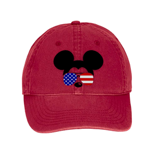 Disney Hat/ Mickey Mouse Sunglasses American Flag Hat/ Disney Patriotic Baseball Hat/ Disney Vacation Mickey Silhouette Cap