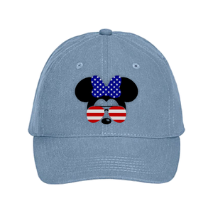 Disney Hat/ Minnie Mouse Sunglasses American Flag Hat/ Disney Patriotic Baseball Hat / Disney Vacation Minnie Bow Silhouette Cap