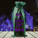 Disney Haunted Mansion Wine Gift Bag/ Beware Of Hitchhiking Ghosts Purple Metallic Organza Wine Tote Bag