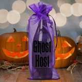 Disney Haunted Mansion Wine Gift Bag/ Ghost Host Purple Metallic Organza Wine Tote Bag