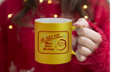 Christmas Mugs/ He Sees You When You’re Drinking Retro Santa Metallic Silver, Gold Or Pink Mug/ Funny Old Fashion Vintage Style Mug