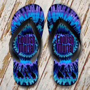 Haunted Mansion Flip Flops/ Hitchhiking Ghosts Summer Flip Flops/ Blue, Purple Tie Dye Disney Flip Flops/ Disney Vacation Souvenir Sandals