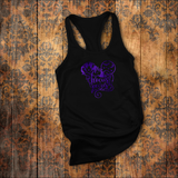 Hocus Pocus Tanks/ Sanderson Sisters Metallic Purple Mickey Mouse Broom, Bats And Stars Disney Halloween Vacation Tank Top