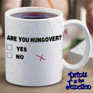 Funny Coffee Mug Gift/ Are You Hungover Ceramic Coffee Mug/ Funny Are You Hungover Multiple Choice Coffee Lover Mug/ Hangover Kit Coffee Mug