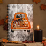 Halloween Journal/ Harvest Orange Pickup Truck With Pumpkins, Cute Ghost And Witch Notebook/ Diary Gift
