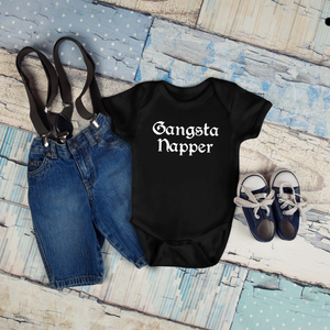 Gangsta Napper Infant Bodysuit/ Hip Hop Baby Clothes/ Funny Old School Rap Baby Romper Baby Shower Gift Infant Snap Suit