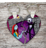 Jack And Sally Heart Keychain/ Nightmare Before Christmas Keychain/ Jack And Sally Couple Split Heart Key Charms