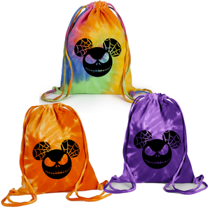 Tie Dye Disney Mickey Mouse, Nightmare Before Christmas Drawstring Backpack/ Disney Jack Skellington And Mickey Halloween Travel Cinch Bag