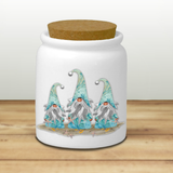 Gnome Ceramic Jar/ Tropical Starfish Blue Watercolor Beach Gnomes Creamer/ Sugar/ Spice Jar With Cork Lid Kitchen Gift