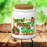 Tiki Bar Ceramic Jar/ Tropical Parrot Tiki God Beach Wood Gettin’ Freaky At The Tiki Creamer/ Sugar/ Spice Jar With Cork Lid Kitchen Gift