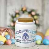 Easter Bunny Candy Ceramic Jar/ Cottontail Candy Shop Sign Sugar/ Tiered Tray Jar Décor With Cork Lid Kitchen Gift
