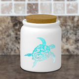 Beach Turtle Ceramic Jar/ Ocean Watercolor Art Turtle Creamer/ Sugar/ Spice Jar With Cork Lid Kitchen Gift