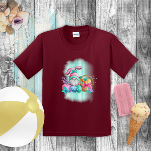 Easter Kids Shirts/ Easter Bunny Gnome With Wicker Basket And Eggs Children T shirts