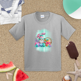Easter Kids Shirts/ Easter Bunny Gnome With Wicker Basket And Eggs Children T shirts