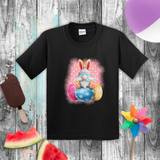Easter Kids Shirts/ Easter Bunny Gnome With Decorated Eggs Polkadots Children T shirts