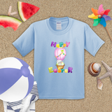 Easter Kids Shirts/ Happy Easter Bunny Pastel Watercolor Hot Air Balloon Children T Shirts