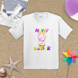 Easter Kids Shirts/ Happy Easter Bunny Pastel Watercolor Hot Air Balloon Children T Shirts