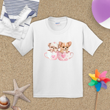 Valentine Kids Shirts/ Cute Valentines Day Watercolor Puppies In Cups Children T Shirts
