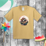 Valentine Kids Shirts/ Valentines Day Watercolor Village Snowglobe Children T Shirts