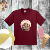 Valentine Kids Shirts/ Valentines Day Watercolor Pink Village Snowglobe Children T Shirts