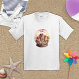 Valentine Kids Shirts/ Valentines Day Watercolor Pink Village Snowglobe Children T Shirts