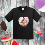Valentine Kids Shirts/ Valentines Day Watercolor Village Heart Glass Snowglobe Children T Shirts