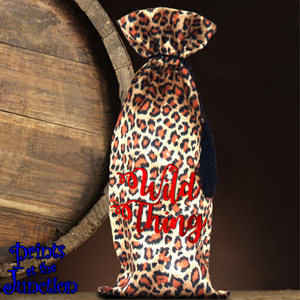 Valentine Leopard Print Wine Bag/ Date Night Exotic Animal Print With Wild Thing Printing Bag/ Satin Leopard Print Bottle Bag With Tassels