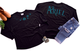 Disney Little Mermaid Jersey/ Glitter Ariel Spirit Shirts/ Disney Princess Glitter Mermaid Vacation Oversized Jersey Top