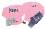 Disney Little Mermaid Jersey/ Glitter Ariel Spirit Shirts/ Disney Princess Glitter Mermaid Vacation Oversized Jersey Top