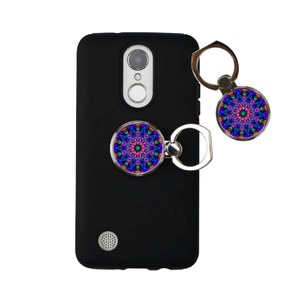 Mandala Phone Ring Holder/ Neon Rainbow Mandala Ring Stand/ Psychedelic Neon Geometric Mandala Finger Ring Phone Stand Gift