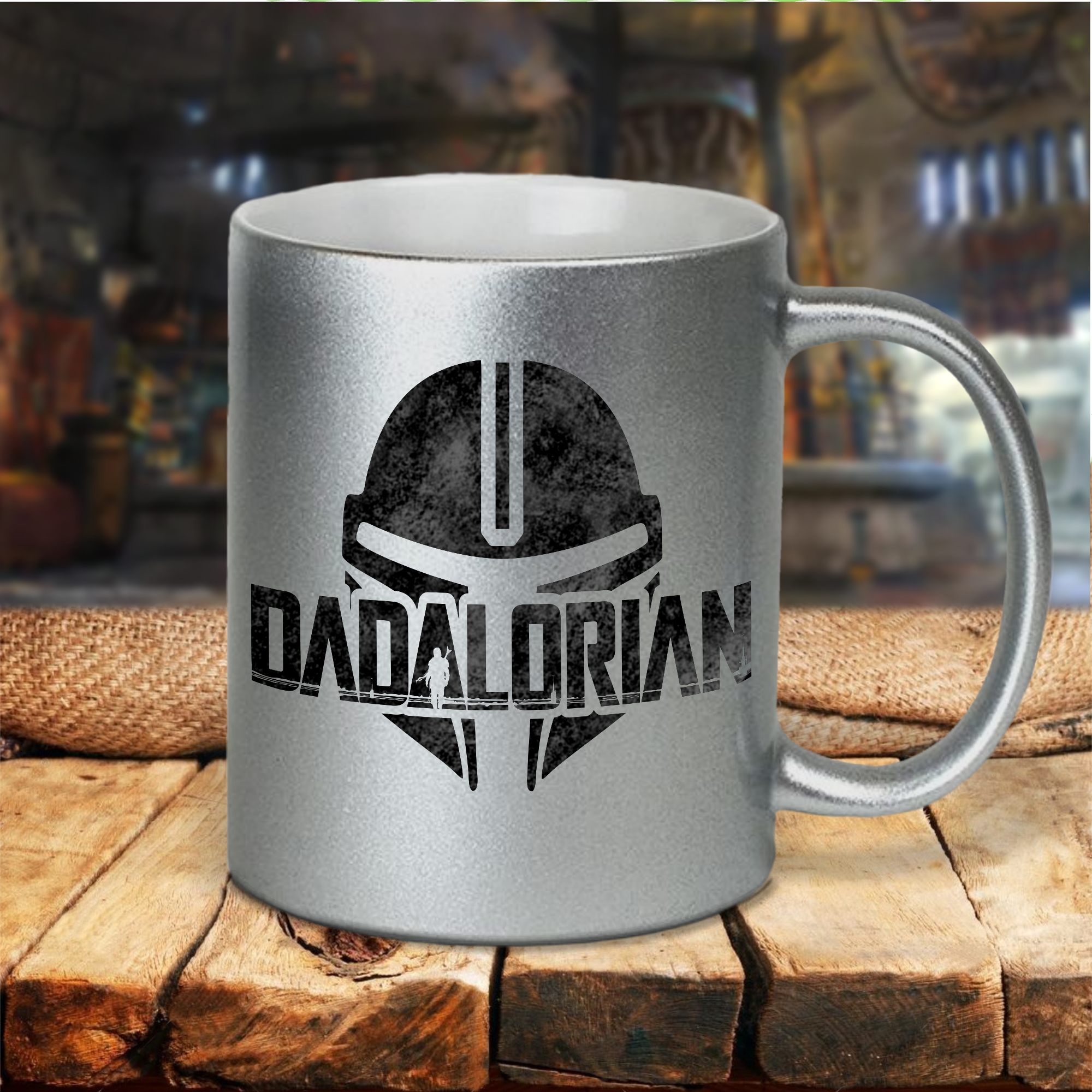Mandalorian Dadalorian Mug/ Star Wars Dad Father's Day Silver