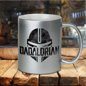 Mandalorian Dadalorian Mug/ Star Wars Dad Father’s Day Silver Coffee Mug