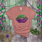 Mardi Gras Shirts/ New Orleans NOLA Purple, Green Watercolor Lips With Fleur De Lis T shirts