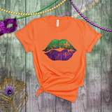 Mardi Gras Shirts/ New Orleans NOLA Purple, Green Watercolor Lips With Fleur De Lis T shirts