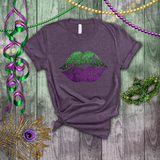 Mardi Gras Shirts/ New Orleans NOLA Purple, Green Watercolor Lips With Fleur De Lis T shirts