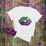 Mardi Gras Shirts/ New Orleans NOLA Purple, Green Watercolor Lips With Fleur De Lis T shirts