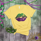 Mardi Gras Shirts/ New Orleans NOLA Purple, Green Watercolor Lips With Fleur De Lis T shirts