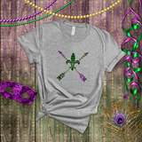 Mardi Gras Shirts/ New Orleans NOLA Purple, Green Arrows Argyle Fleur De Lis T shirts