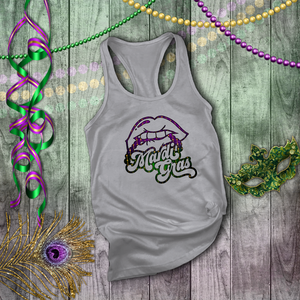 Mardi Gras Tanks/ New Orleans NOLA Purple, Green Lips and Beads Carnival Party Tank Tops