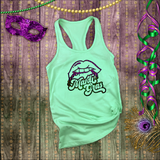 Mardi Gras Tanks/ New Orleans NOLA Purple, Green Lips and Beads Carnival Party Tank Tops