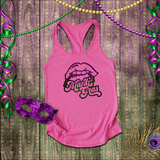 Mardi Gras Tanks/ New Orleans NOLA Purple, Green Lips and Beads Carnival Party Tank Tops