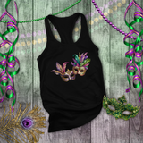 Mardi Gras Tanks/ New Orleans NOLA Purple, Green Watercolor Face Masks Carnival Party Tank Tops