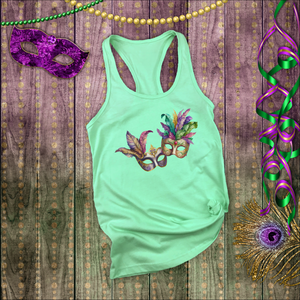 Mardi Gras Tanks/ New Orleans NOLA Purple, Green Watercolor Face Masks Carnival Party Tank Tops