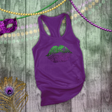 Mardi Gras Tanks/ New Orleans NOLA Purple, Green Watercolor Lips With Fleur De Lis Tank Tops