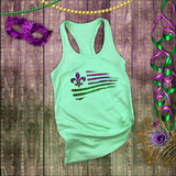 Mardi Gras Tanks/ New Orleans NOLA Fleur De Lis Purple, Green Flag Tank Tops