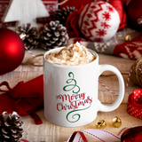 Christmas Mug/ Merry Christmas Swirly Flourish Tree Holiday Coffee Mug